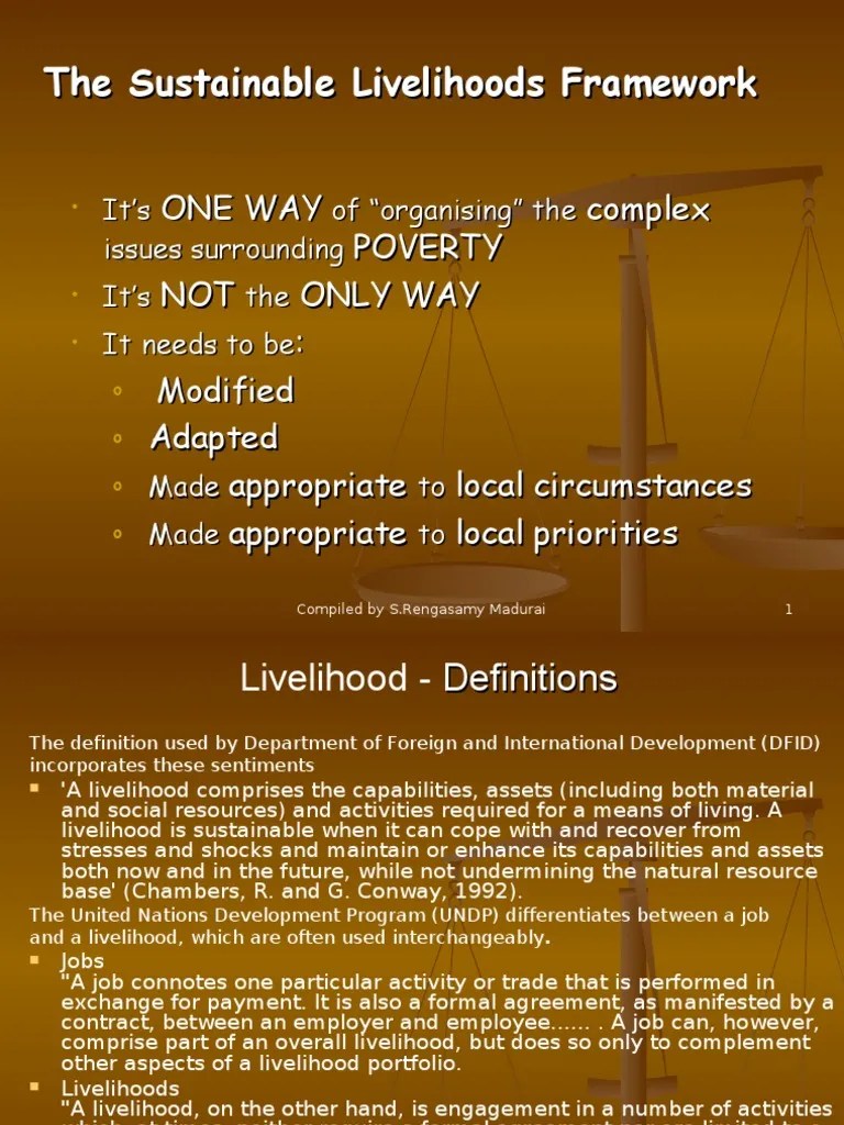 Sustainable Livelihood Framework SR Poverty Poverty