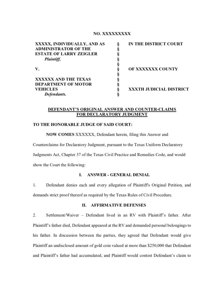 Declaratory Judgment BLANK Declaratory Judgment Conversion (Law)