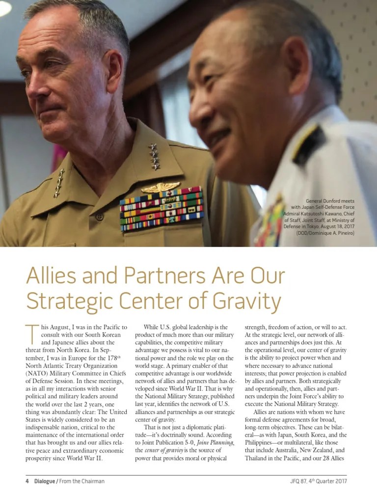 U.S. Alliances Strategic Center of Gravity PDF Nato Allies Of