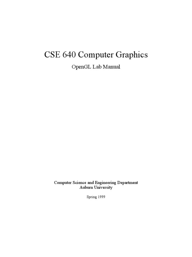 Cse 640 Computer Graphics Opengl Lab Manual PDF Parameter