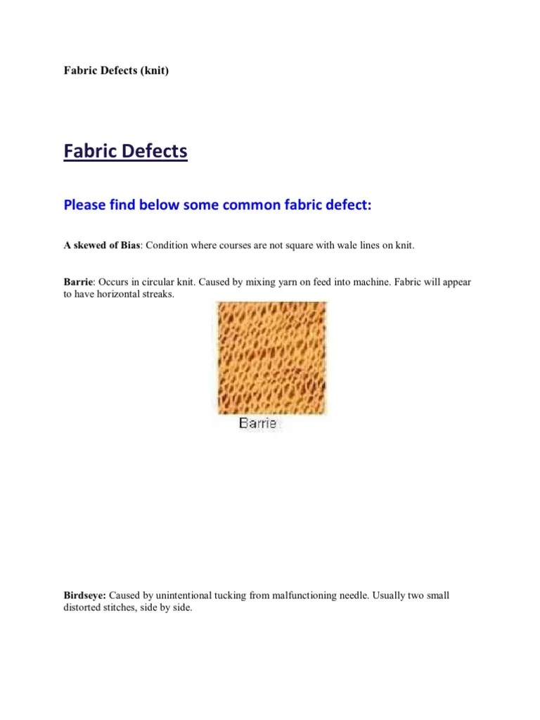 Common Fabric Defects in Knit Fabrics A Guide to Skew, Barrie