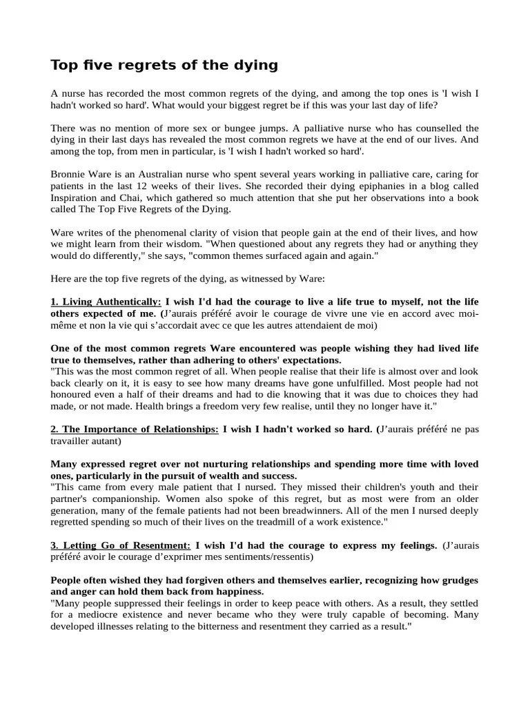 Top 5 Regrets of the Dying Revealed PDF