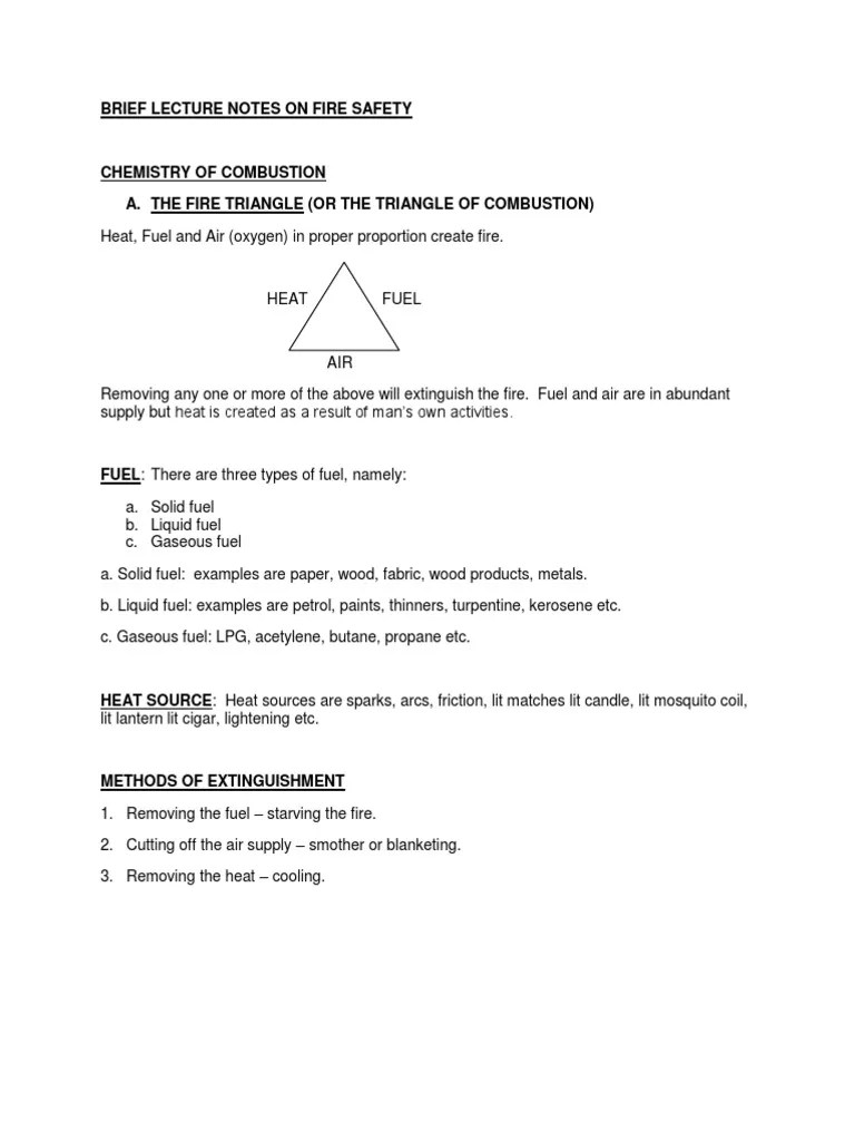 Brief Lecture Notes on Fire Safety Fires