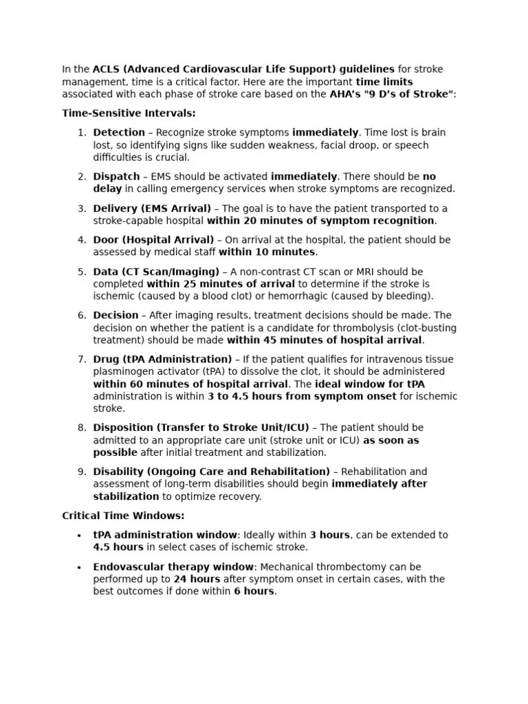 Stroke Care Critical Time Guidelines PDF