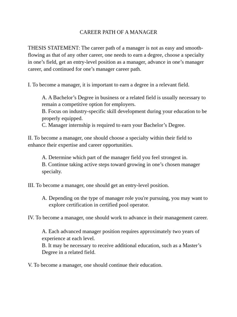 Manager Career Path Explained PDF