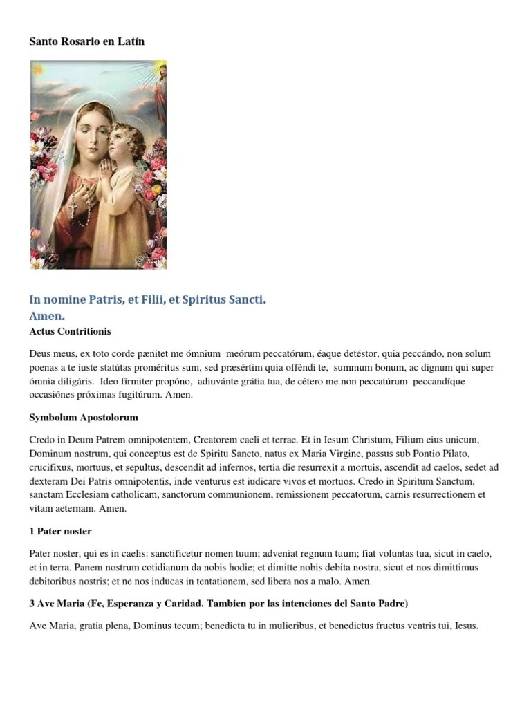 Santo Rosario en Latín In nomine Patris, et Filii, et Spiritus Sancti