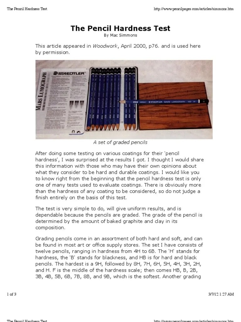 The Pencil Hardness Test Pencil Polyurethane