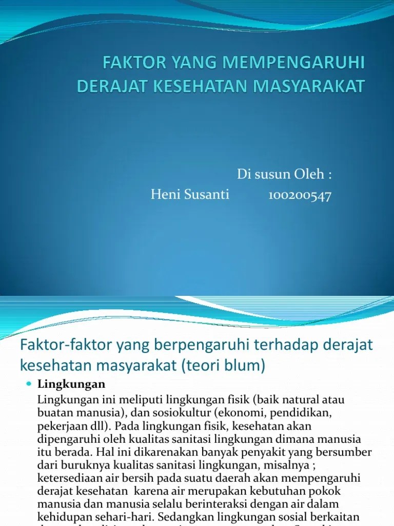 Faktor Yang Mempengaruhi Derajat Kesehatan Masyarakat