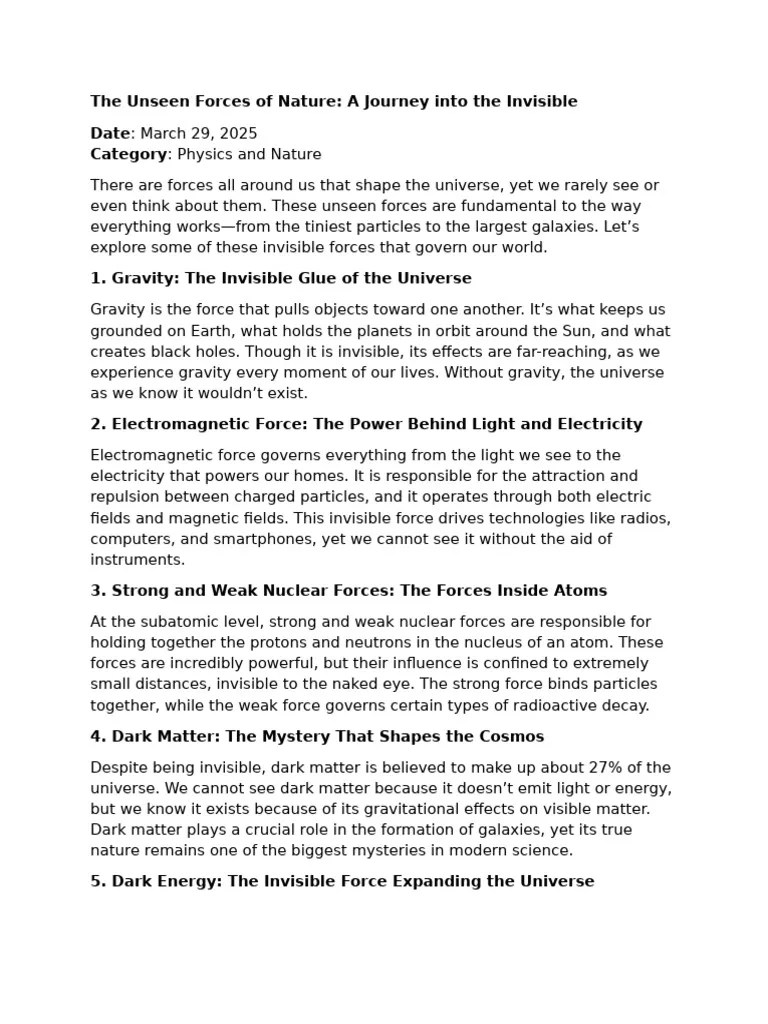Unseen Forces Shaping Our Universe PDF Force Universe