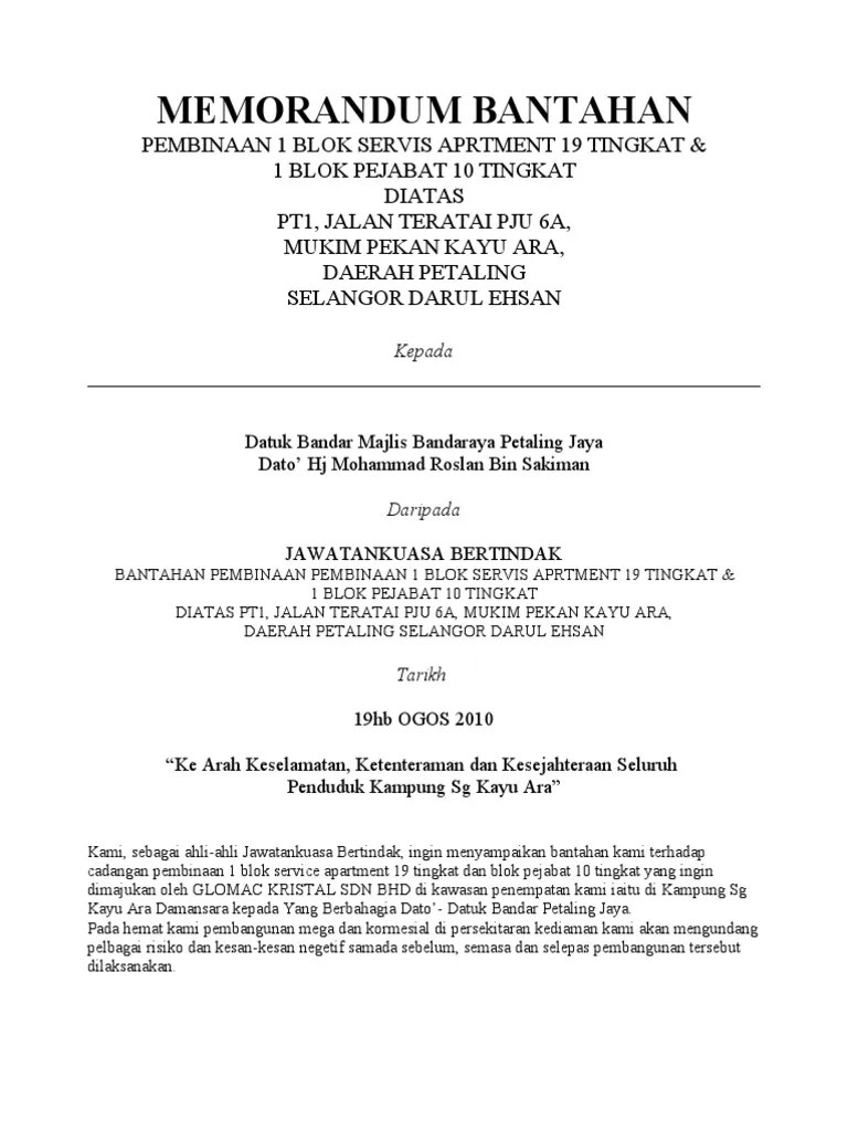 Contoh Surat Memorandum Bantahan Contoh Surat