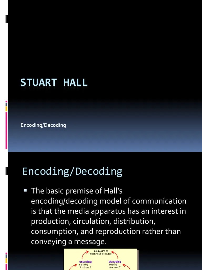 Stuart Hall, Encoding & Decoding Communication Epistemology