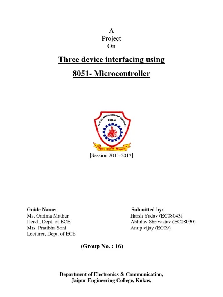 Three Device Interfacing Using 8051Microcontroller A Project On PDF