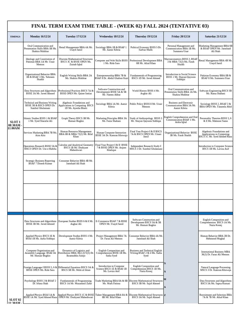 Fall 2024 Final Exam Schedule Week 2 Pdf