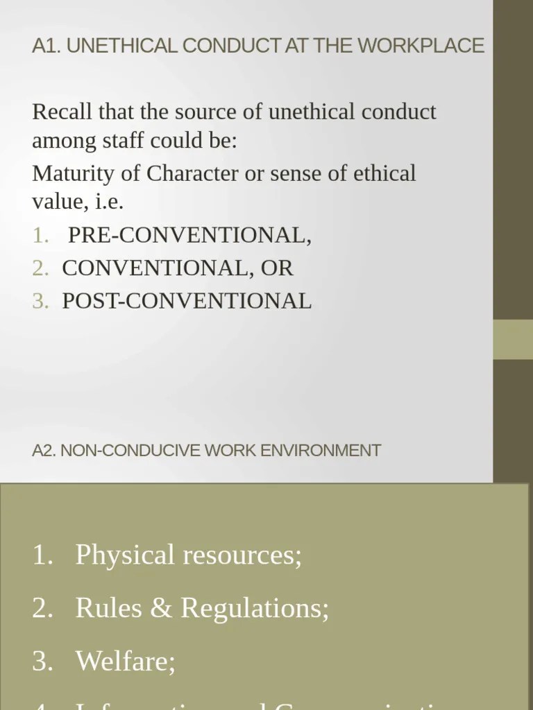 Examples of Workplace Conduct PDF Employment