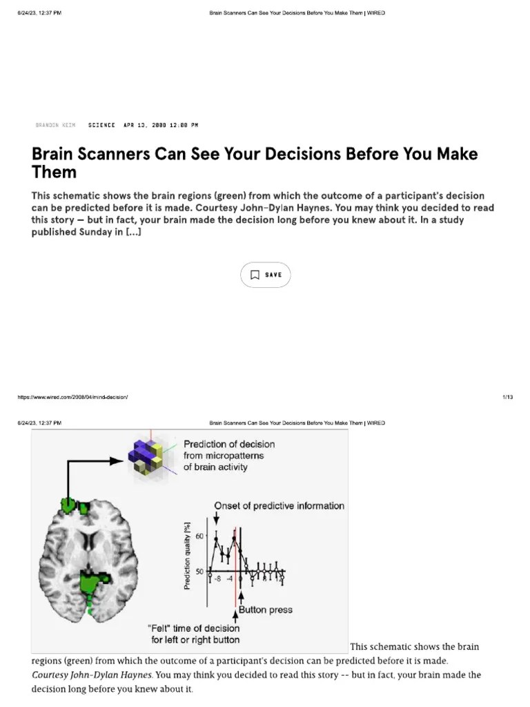 Brain Scanners Can See Your Decisions Before You Make Them Pdf