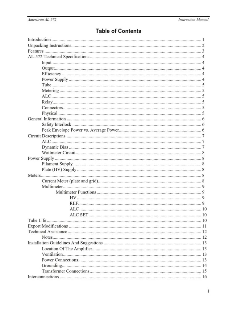 AL-572 Manual | PDF | Vacuum Tube | Amplifier