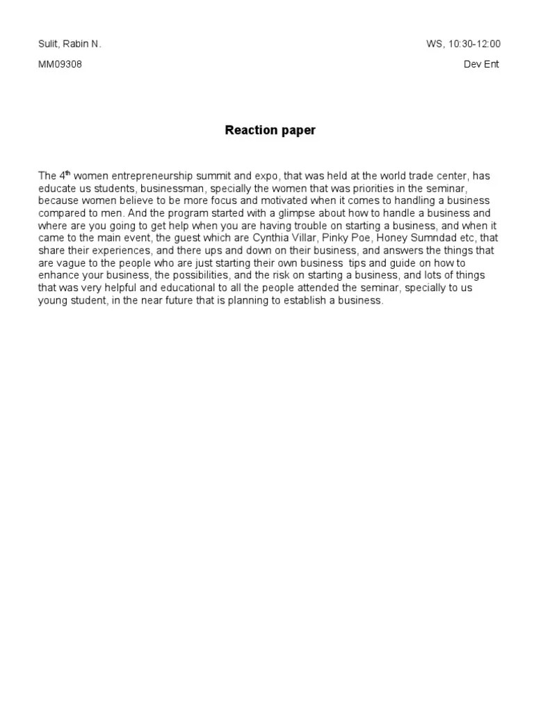 Reaction Paper, Go Negosyo Cognition Psychology