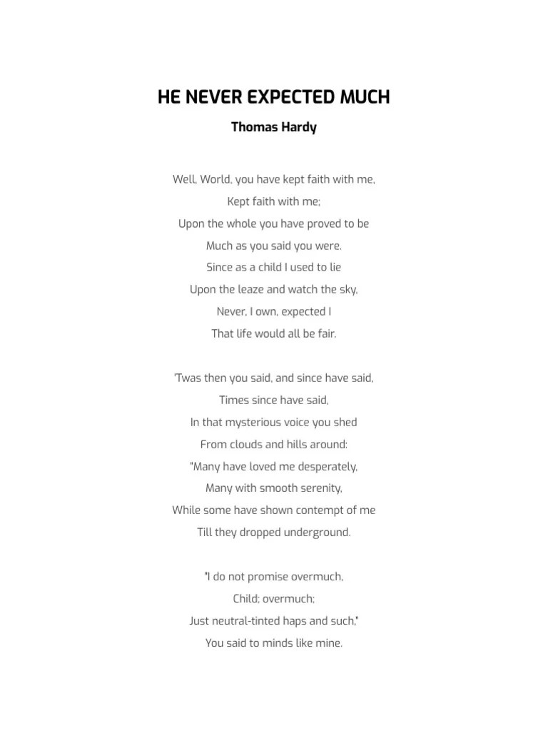Understanding Hardy's "He Never Expected Much" PDF