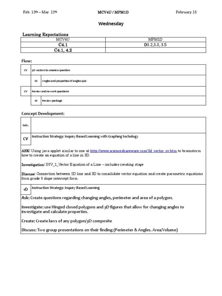 Inquiry Lesson Plan Template Quality Of Life Learning