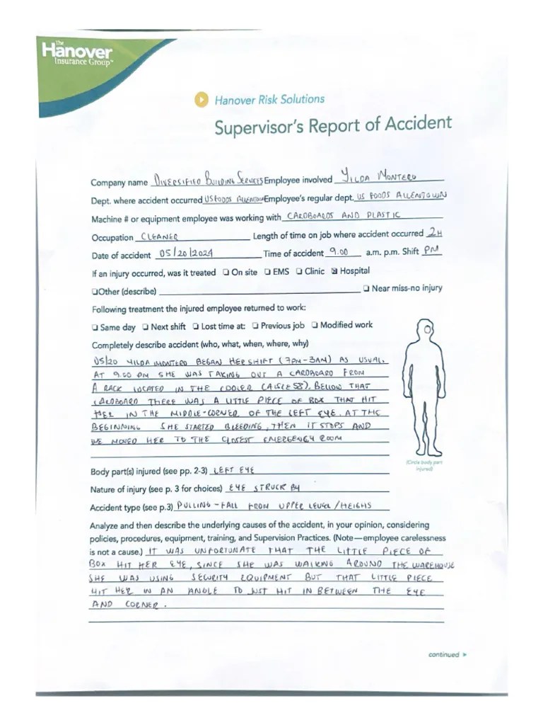 Supervisor's Report of Accident PDF