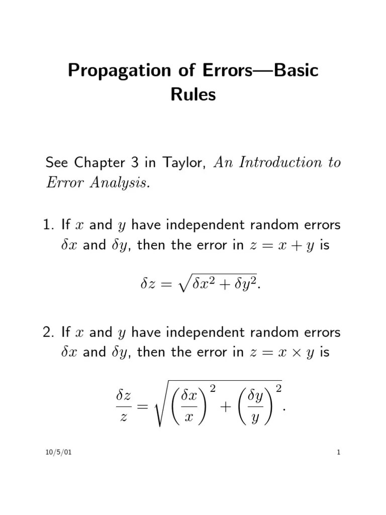 Propagation Errors UCh Logarithm Trigonometric Functions