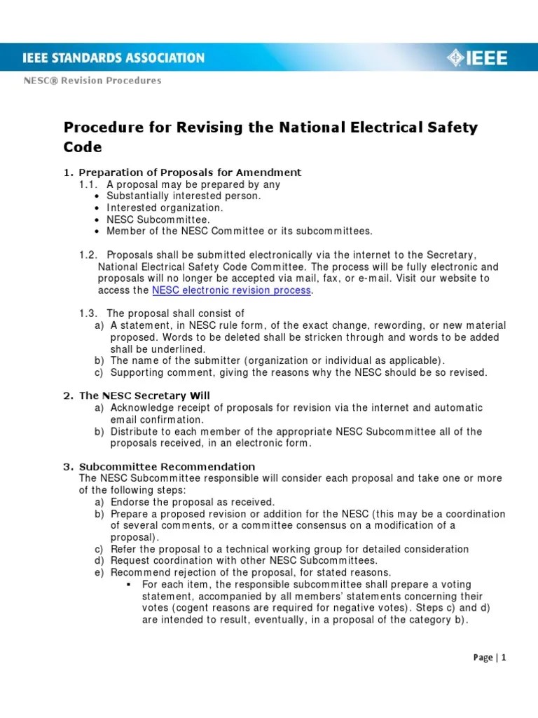 Procedures For Revising NESC Download Free PDF Committee Social