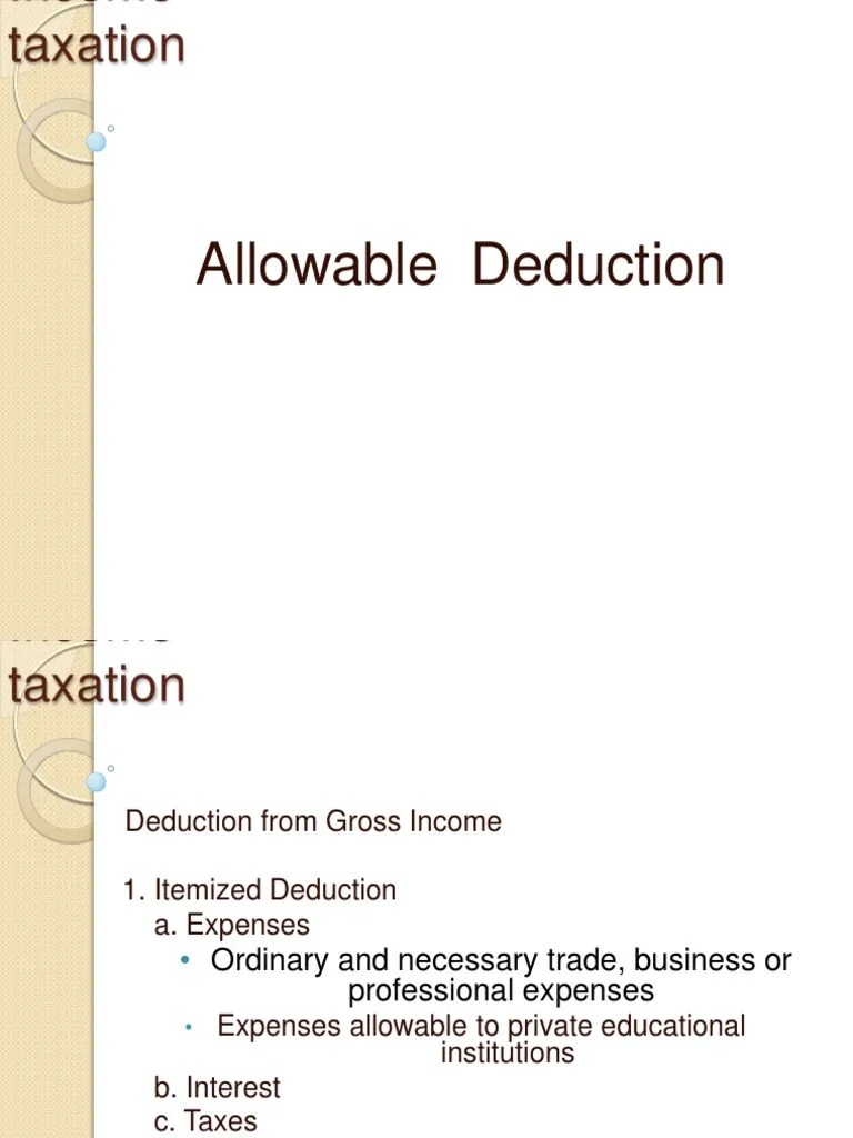 Allowable Deduction Tax Deduction Taxation In The United States