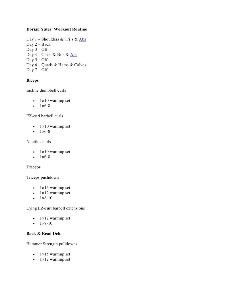 Dorian Yates Workout Hobbies Dance Science