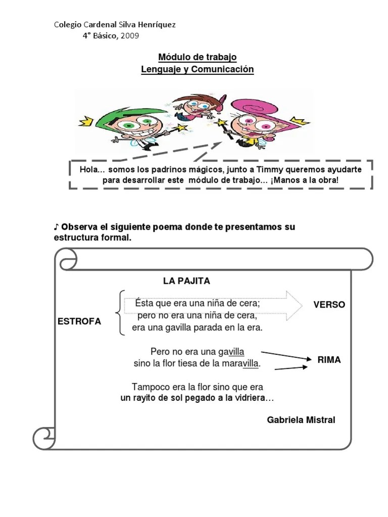 Poema De 4 Versos Y 2 Estrofas Para Niños Hay Niños