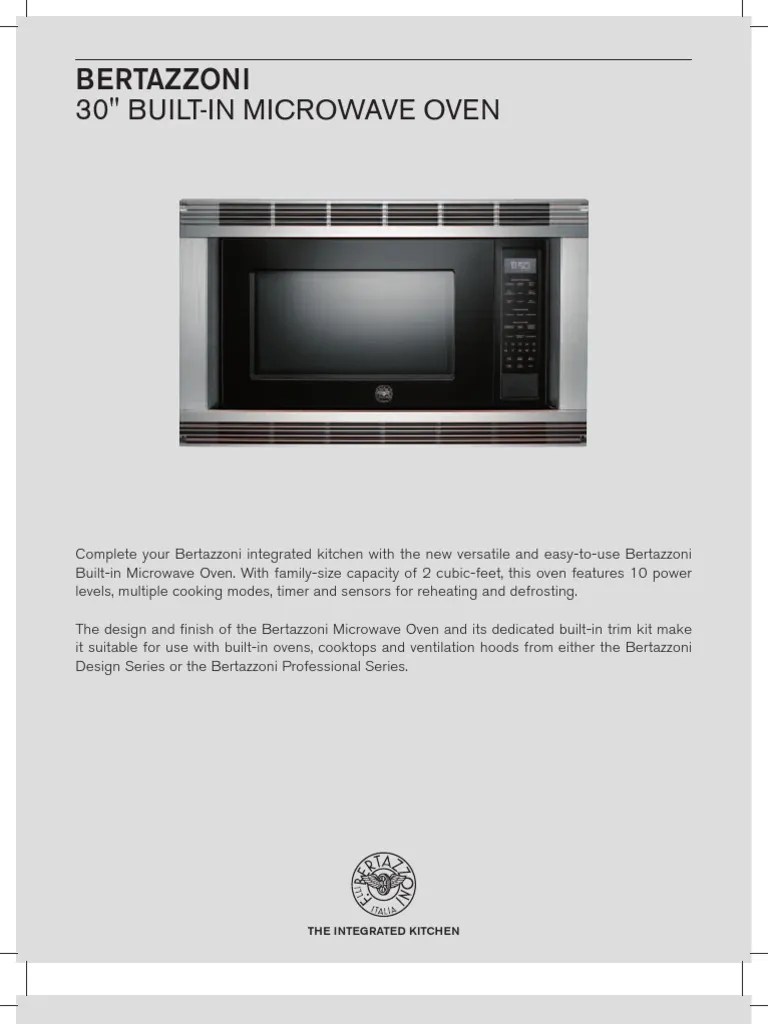 30" BuiltIn Microwave Oven Bertazzoni