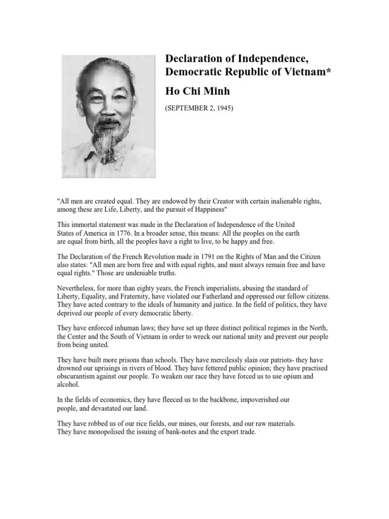 Vietnamese Declaration of Independence PDF North Vietnam