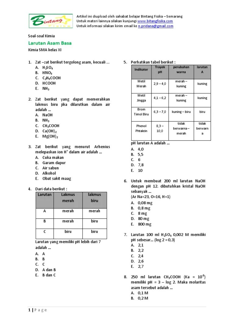 Soal Asam Basa | PDF