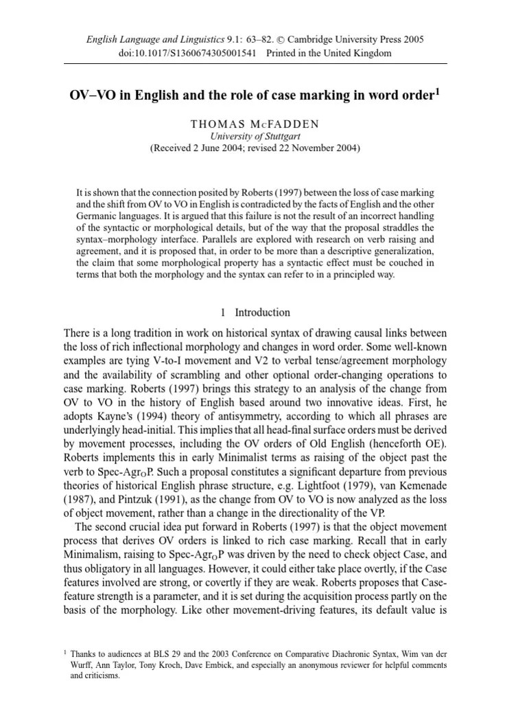 Case Marking Morphology (Linguistics) Syntax