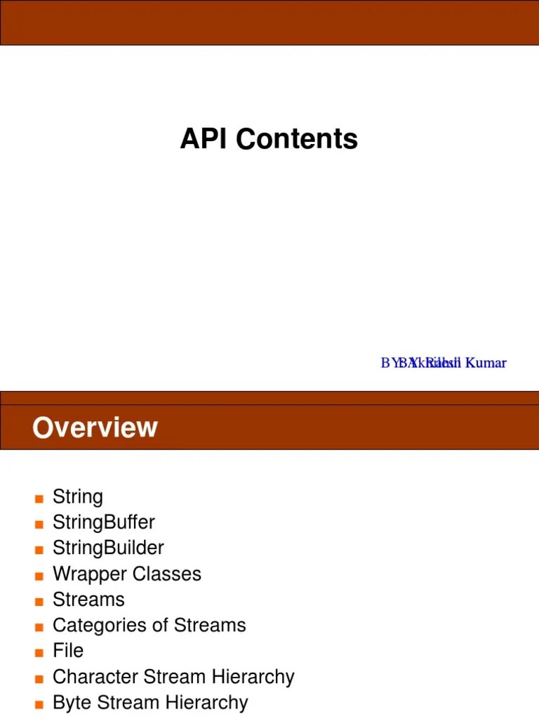 A Comprehensive Guide to Java API Contents Including Strings, Streams, Serialization and More