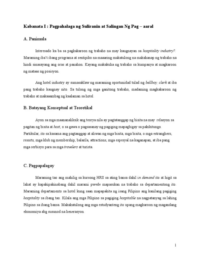 😍 Pananaliksik tungkol sa kursong hrm. pananaliksik Filipino II Isang