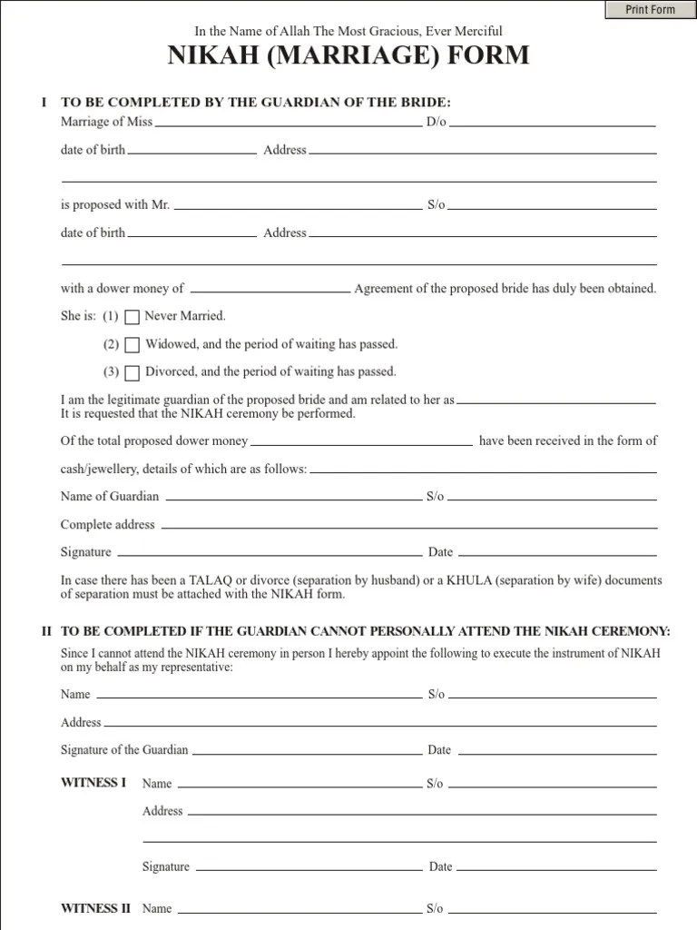 Nikah Form Wife Marriage Free 30day Trial Scribd