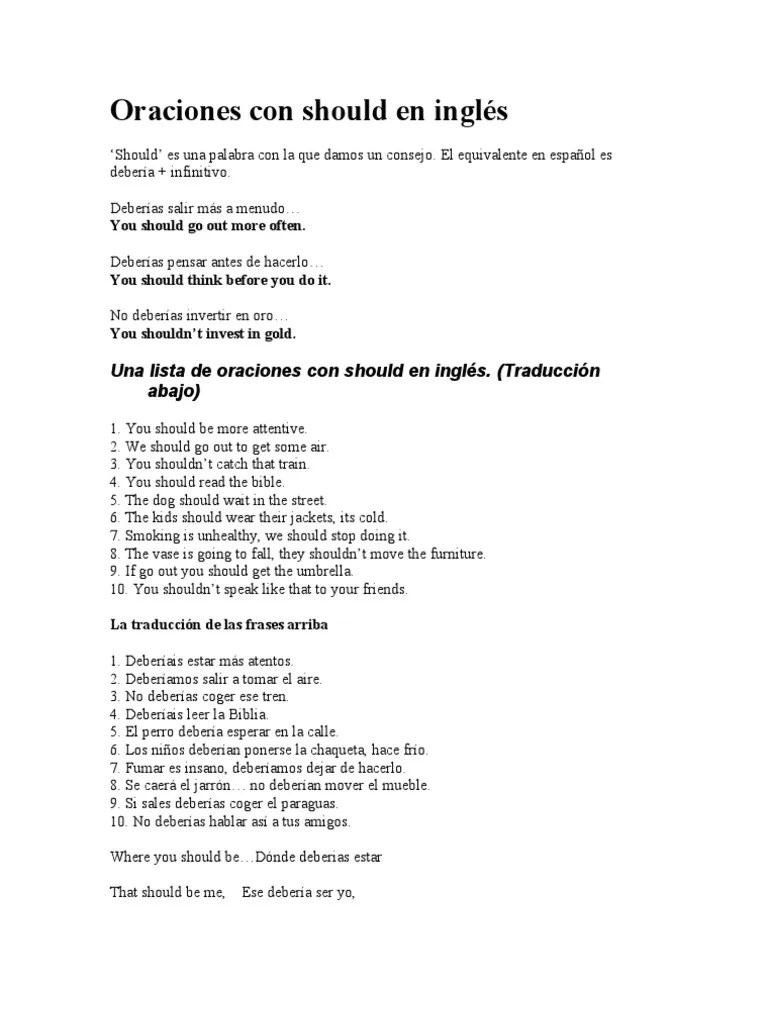 Oraciones con should en inglés