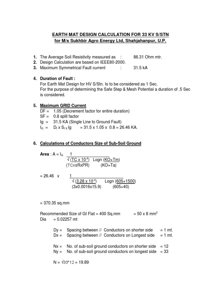 Earth Mat Calculations Electrical Resistivity And