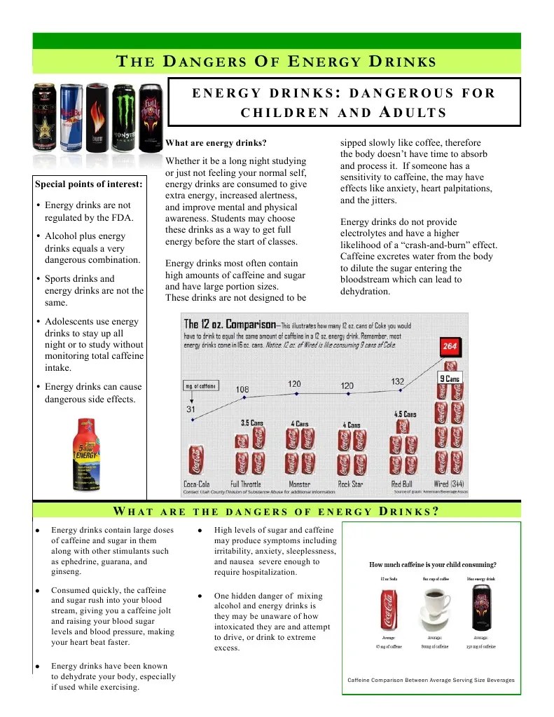 Energy Drinks Handout Caffeine Vitamin B12