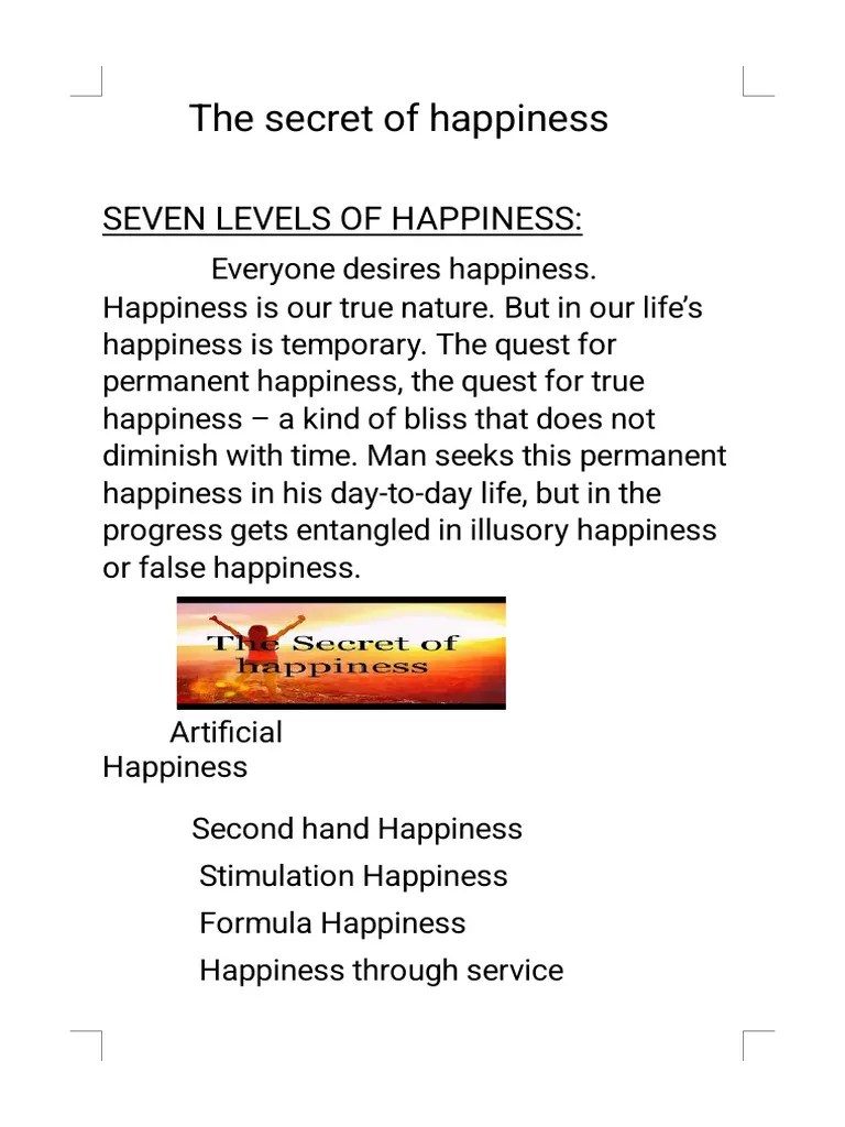 The Secret of Happiness PDF Happiness Well Being