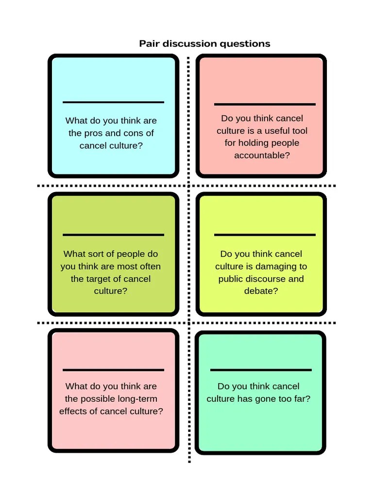 Cancel Culture Speaking Cards PDF