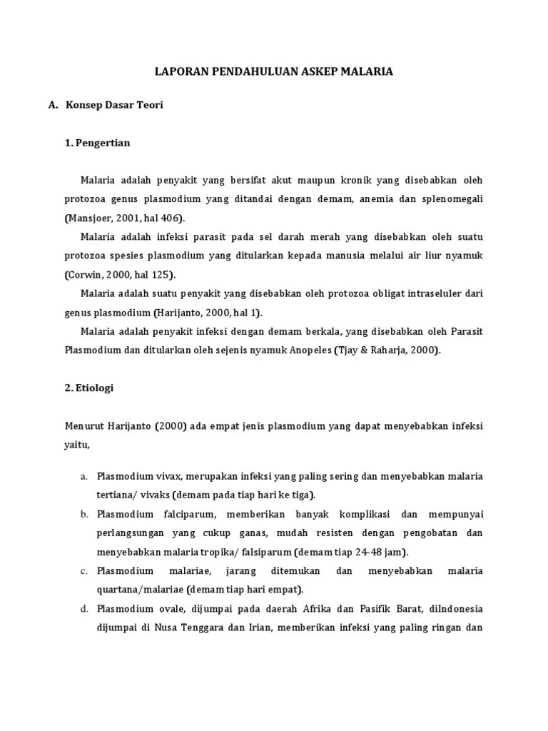 Laporan Pendahuluan Askep Malaria PDF