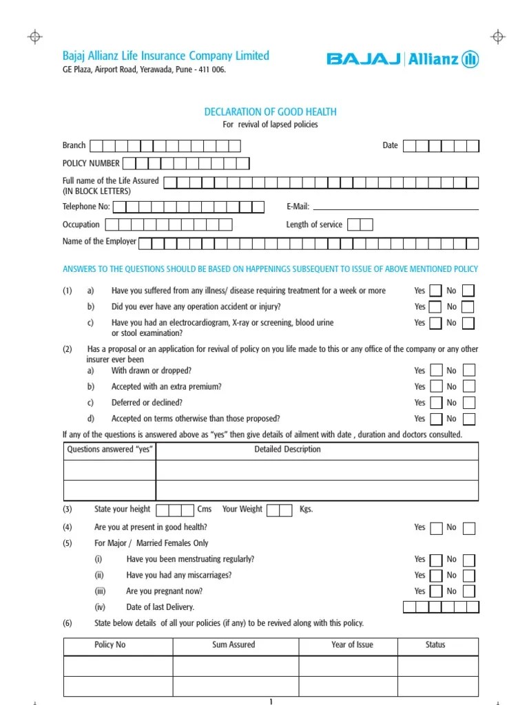 Good Health Declaration Misrepresentation Life Insurance
