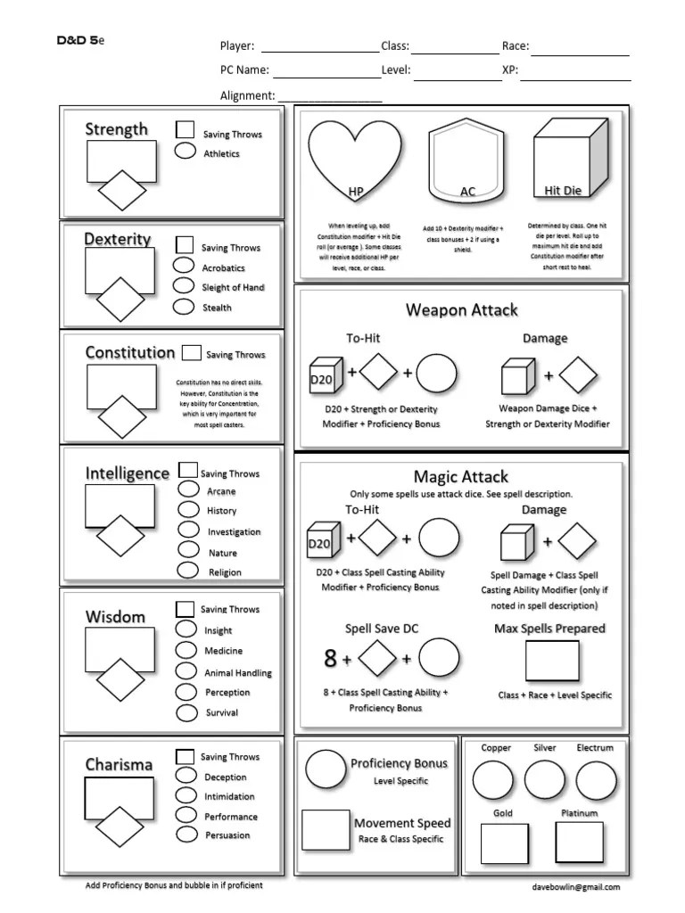 837821-5e New Player Friendly Basic Character Sheet 1.6 (1) | PDF