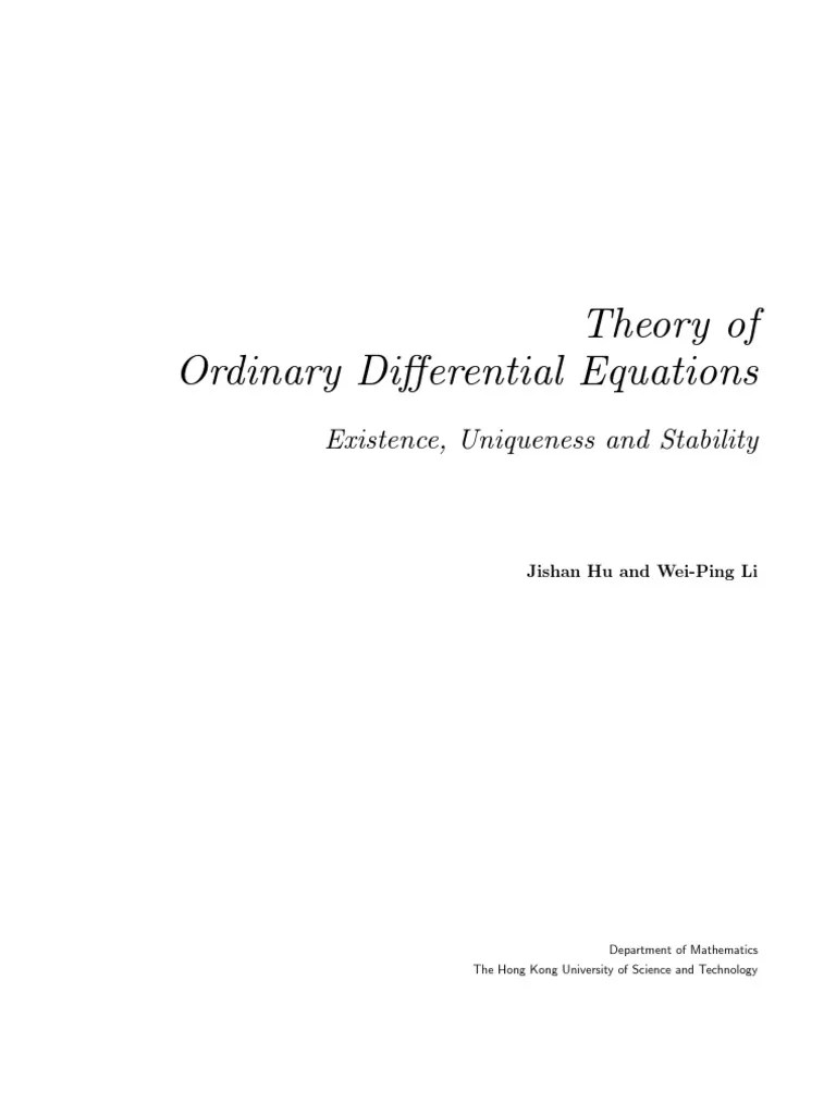 Theory of Ordinary Differential Equations Continuous Function