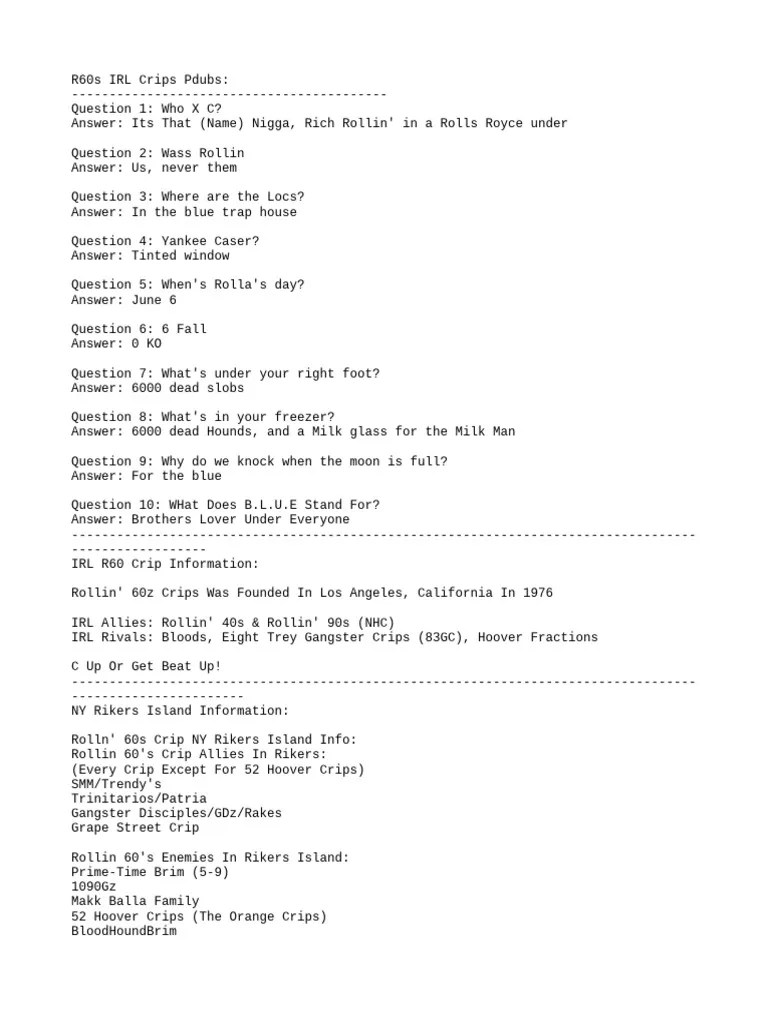 Rollin 60s Crips Knowledge Guide Pdf