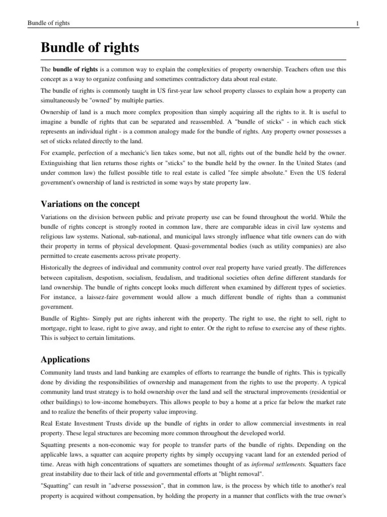 Bundle of Rights Real Estate Government Information