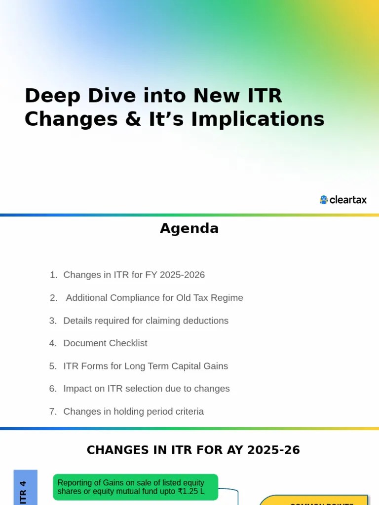 Deep Dive Into New Itr Changes Its Implications Pdf Capital