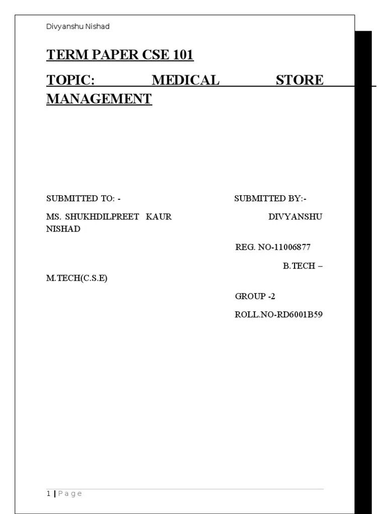 Medical Store Management System PDF Source Code Software Development