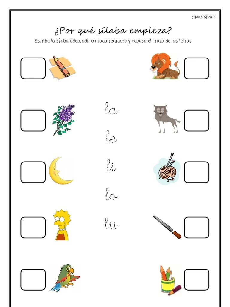 la le li lo lu ¿Por qué sílaba empieza?